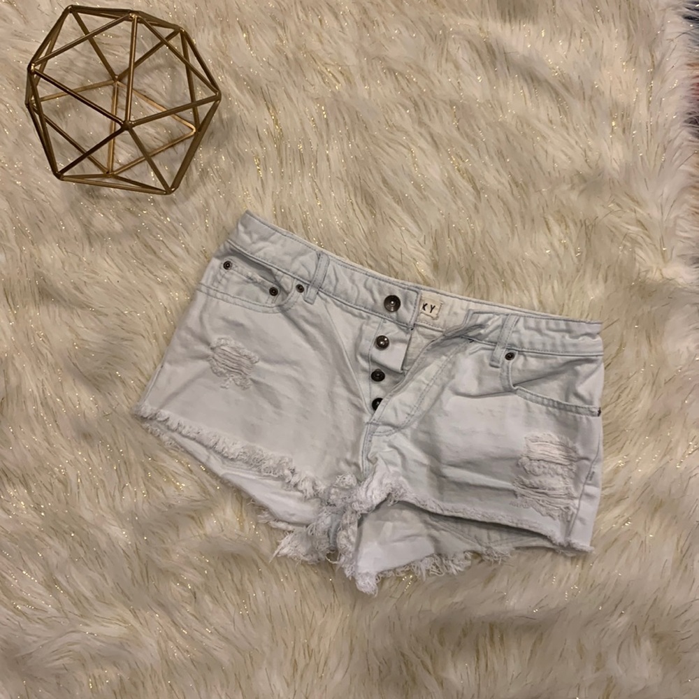 Roxy Light Wash Cut Off Denim Shorts Women 27